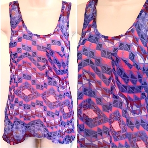 🆕 Sheer aztec geometric tank top purple - Picture 1 of 5